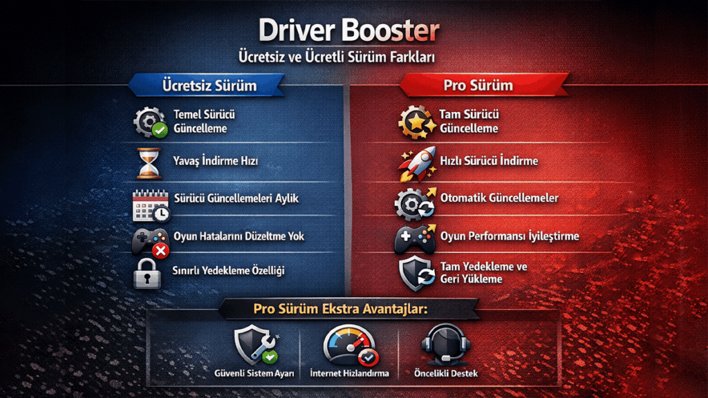 Driver Booster ücretsiz ve ücretli sürüm farkları